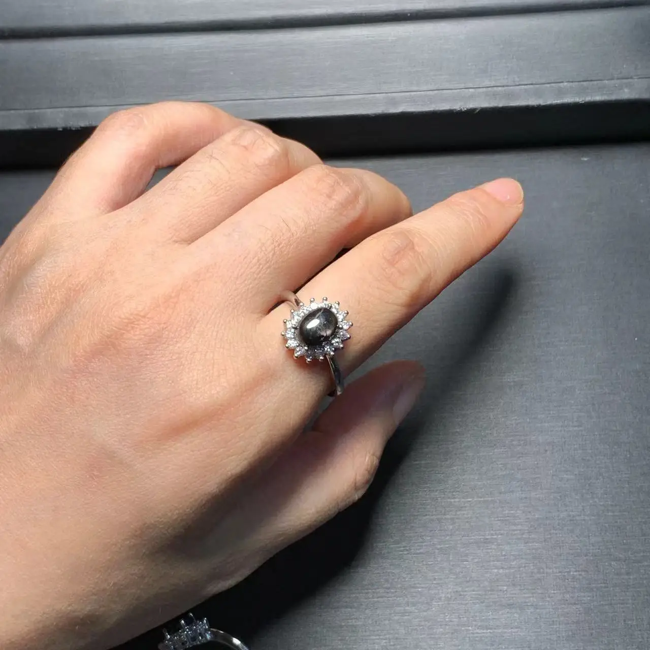 MM Natural Hypersthene Golden luck stone Ring Adjustable Female Ring Jewelry for Women Gift Wholesale High Quality Vintage Fine