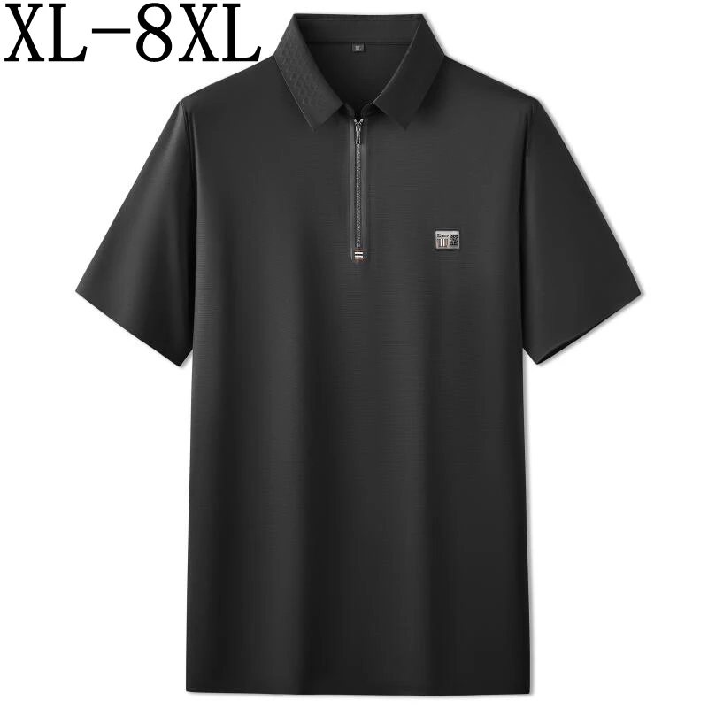 

Рубашка-поло мужская с коротким рукавом, роскошная брендовая деловая воздухопроницаемая, Топ из вискозы, размеры 8XL 7XL 6XL, лето 2024