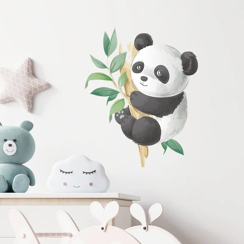 

Cartoon Cute Panda Wall Stickers For Baby Kids Room Bedroom Home Decoration Wallpaper Nursery Removable PVC Sticker Mural Decals