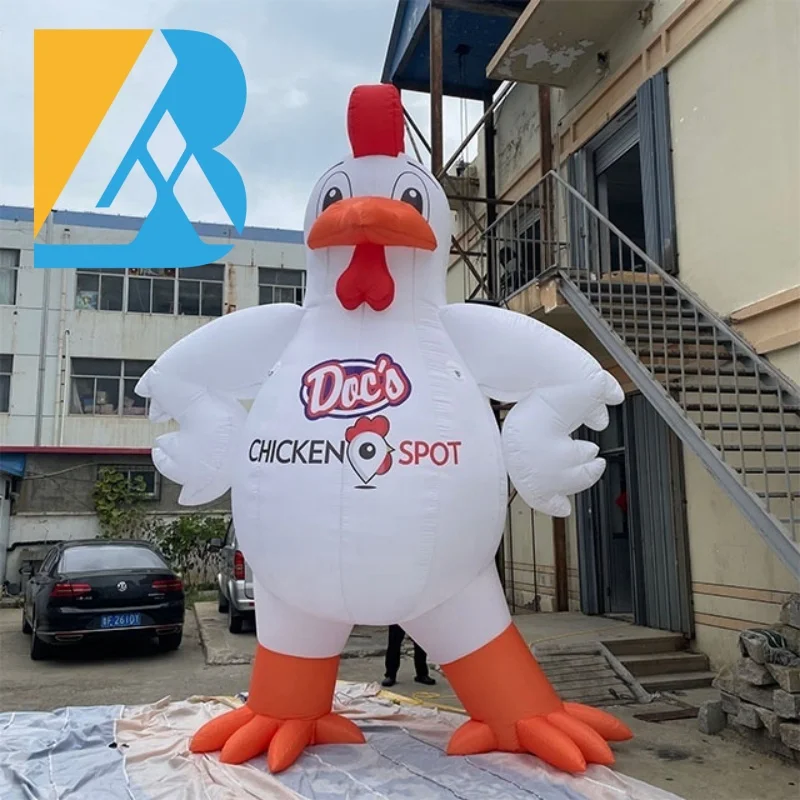 

Factory Direct 3 Meters Height Large White Inflatable Rooster Mascot for Restaurants Display Toys