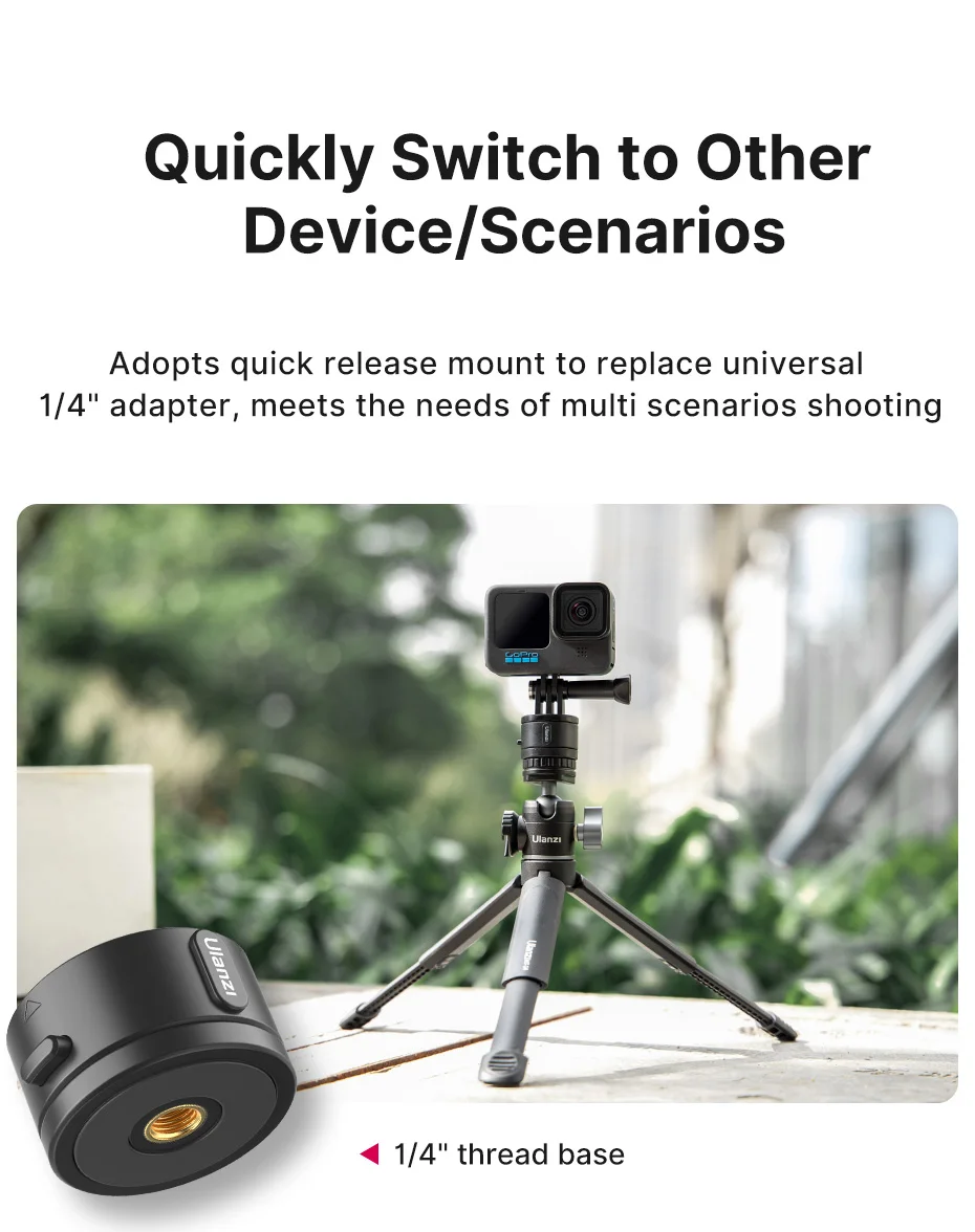 Description Picture 6 of itemUlanzi Go Quick II Release System for GoPro Hero 13 12 11 10 9 8 7 6 Insta360 DJI Osmo Action Mount Base Tripod Gopro Accessory
