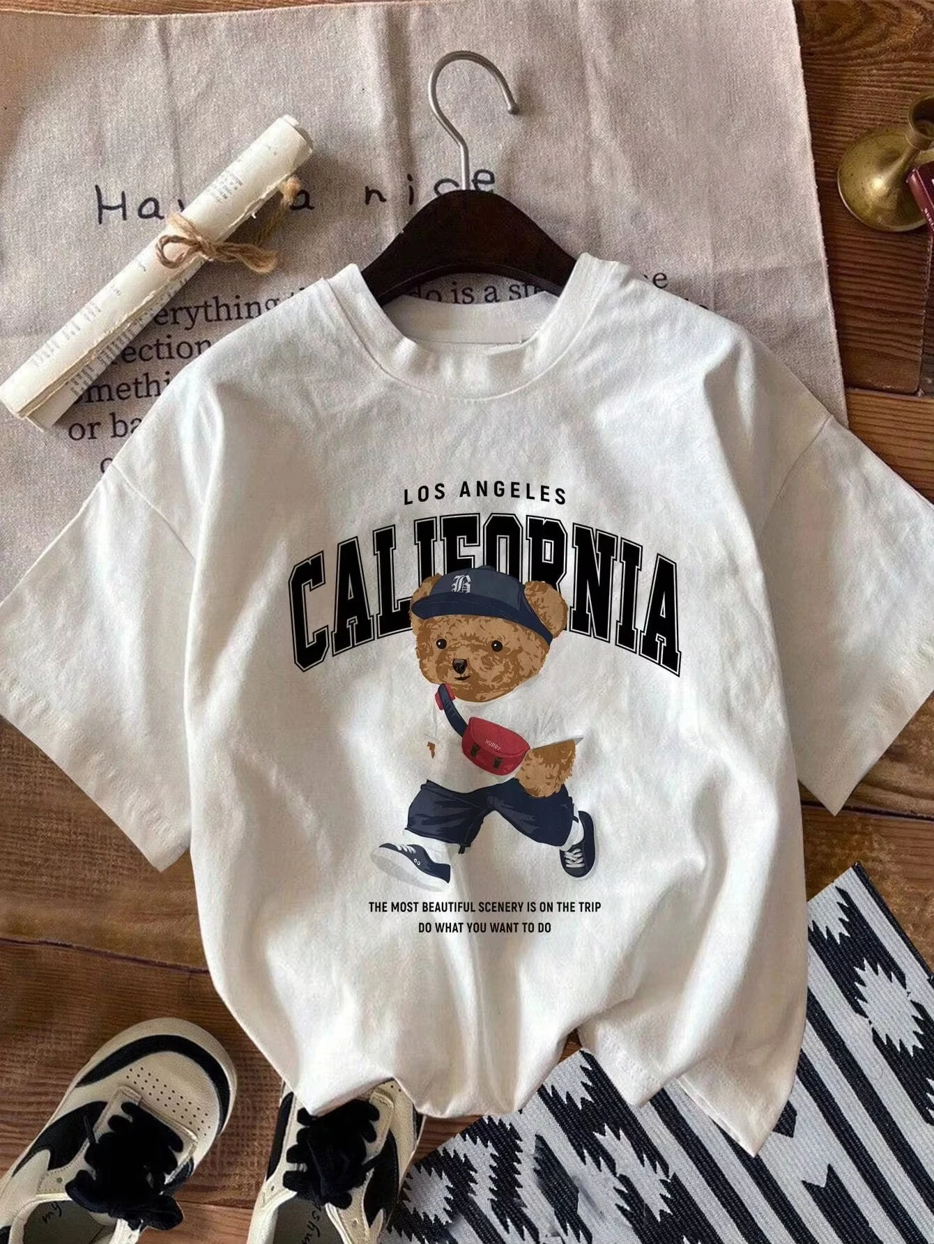 Summer New Short-Sleeved California Bear Monogrammed Cotton Luxury Brand Fashion Quick Dry T-shirt Tops For Both Men And Women
