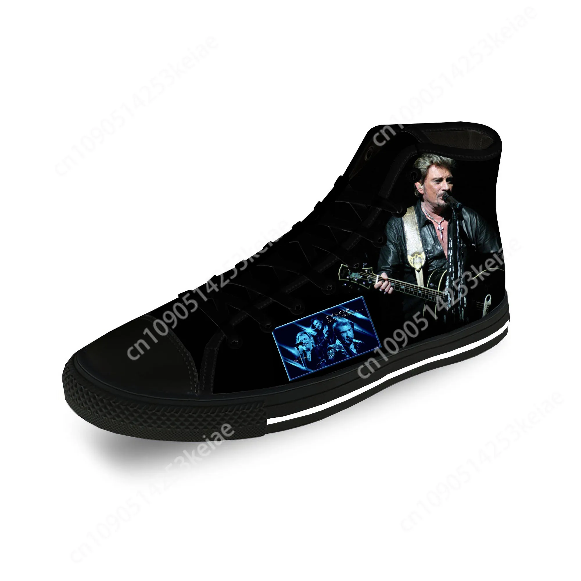 Johnny Hallyday Rock Star Lightweight Cloth 3D Print Funny Fashion High Top Canvas Shoes Men Women Casual Breathable Sneakers 4