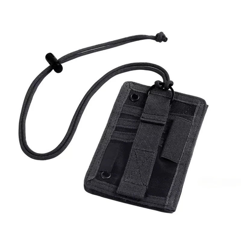 새로운 전술 MOLLE ID 카드 홀더 후크 루프 패치 투어 가이드 배지 홀더 야외 여행 파우치 펜 지갑과 나일론 매는 밧줄