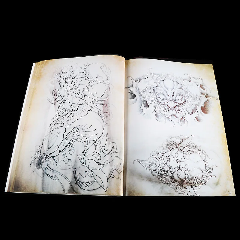 Tattoo Template Album Skull Dragon KOI Fish Pattern Traditional Tattoo Book Design Picture Tattoo Supplies A4 Full Cover For Art