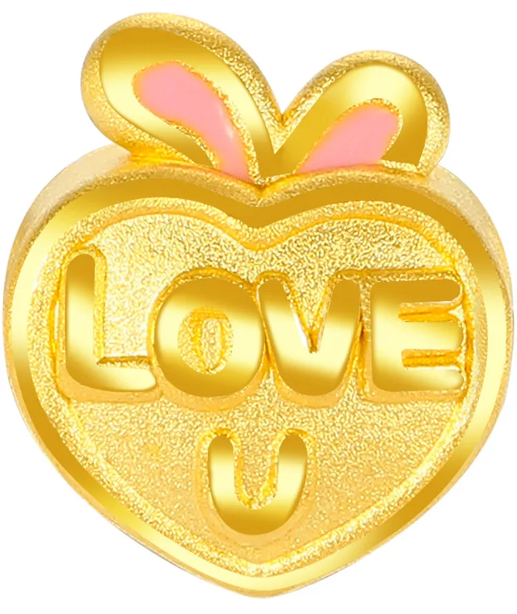 

Pure 999 24K Yellow Gold 3D Lucky Heart Rabbit Pendant 1-1.3g