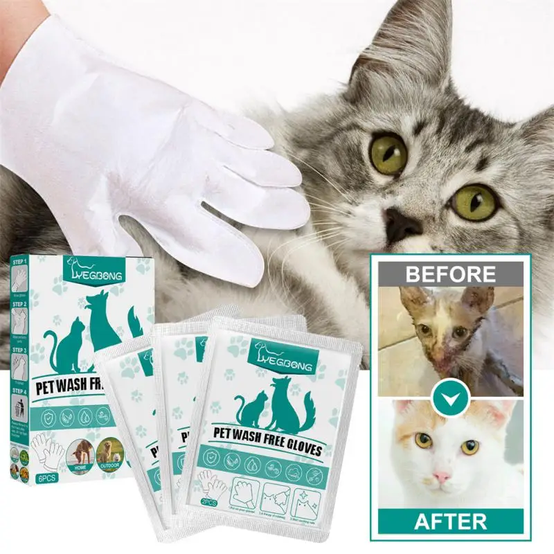 

No-wash Cats Dogs Spa Bath Supplies Labor-saving Wipes Disposable Wash Free Pet Cleaning Gloves For Dogs And Cats Supplies