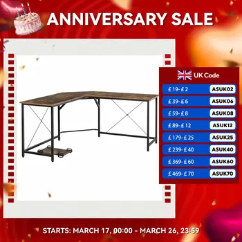 HOMCOM Corner L-Shape Computer Desk Gaming PC Workstation for Home Office