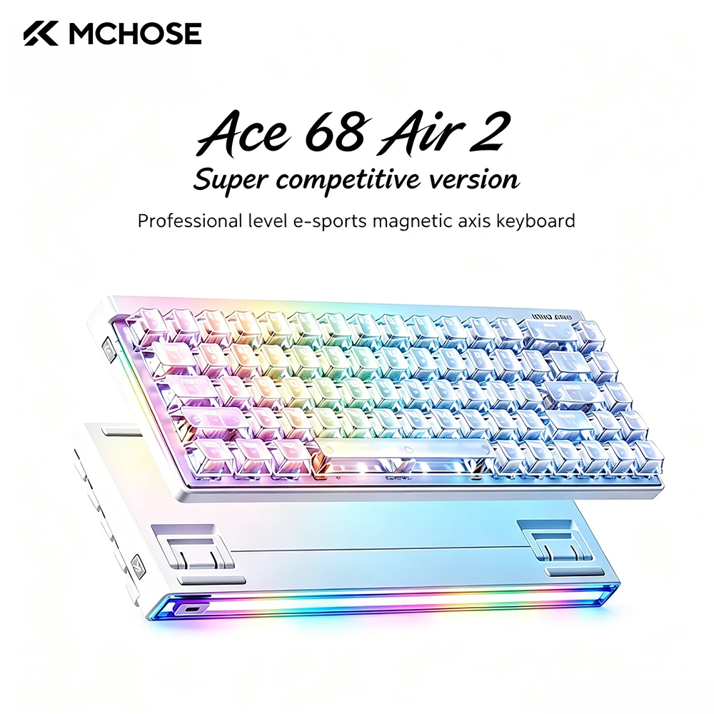 MCHOSE Ace68 Air 2 마그네틱 기계식 키보드 투명 키캡 8K+256K 0.08ms 낮은 지연율 E-스포츠 RGB 게이밍 키보드