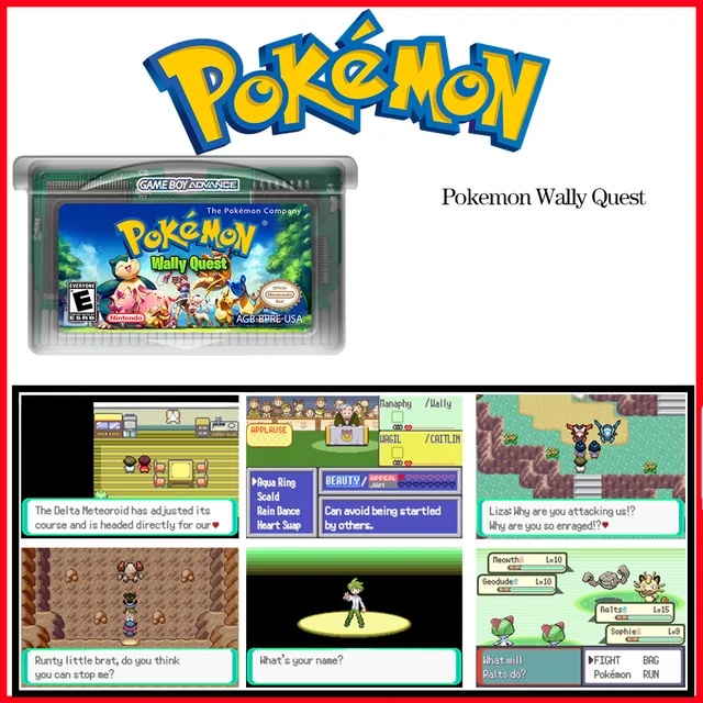 New Pokemon Nostalgia GBA Game Cards Eevee Emerald Stone Dragon Doubles  FireRed Legends No box Enlish version Gifts Toys