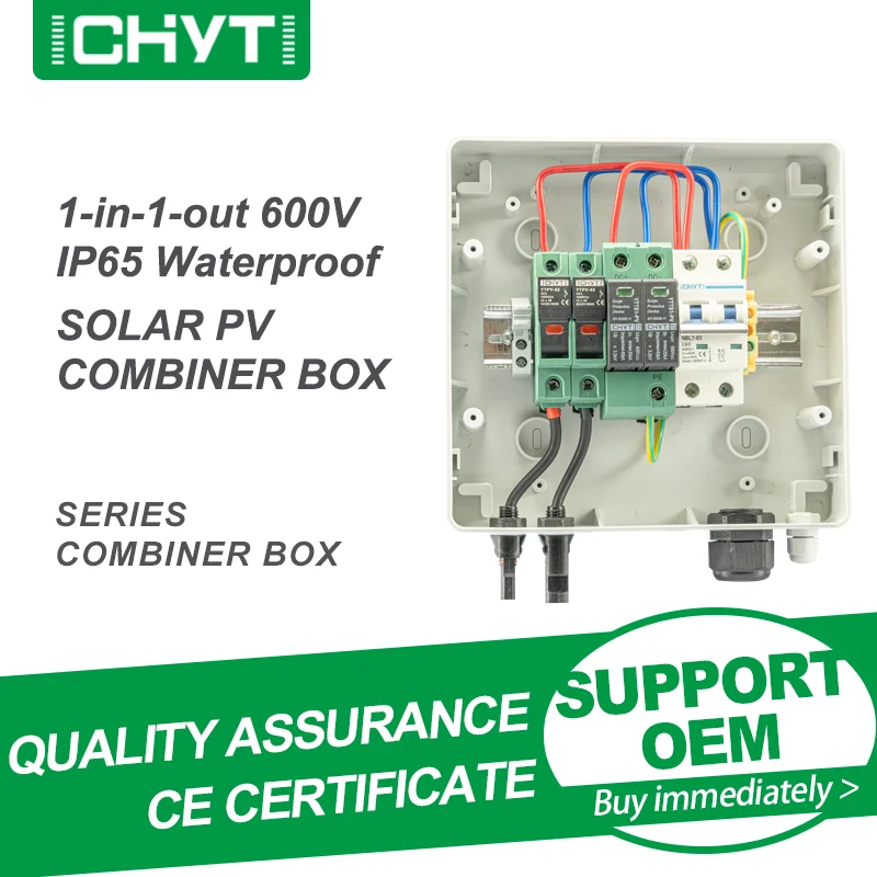 

Free Shipping Outdoor Waterproof 1 String 1 Input 1 Output 600V IP65 PV Solar Surge Lightning Protection DC Combiner Box