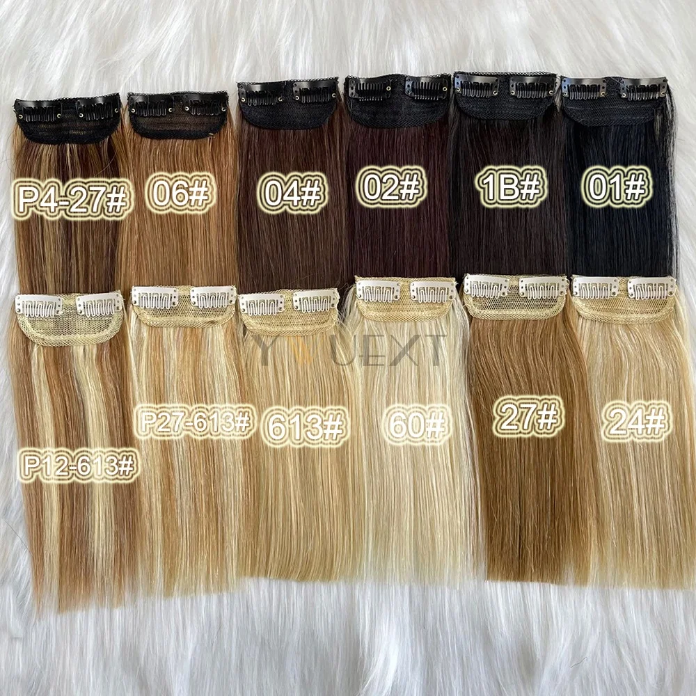 Mini Clip In One Piece Hair Pad On Both Sides Real Natural Human Hair Remy For Women 2Clips in Human Extensions
