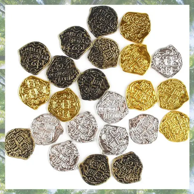 T84C-600 Pcs Plastic Gold Coins Pirate Coins Kids Play Coins For Pirate Party Treasure Chest Games Tokens Toys Cosplay 2