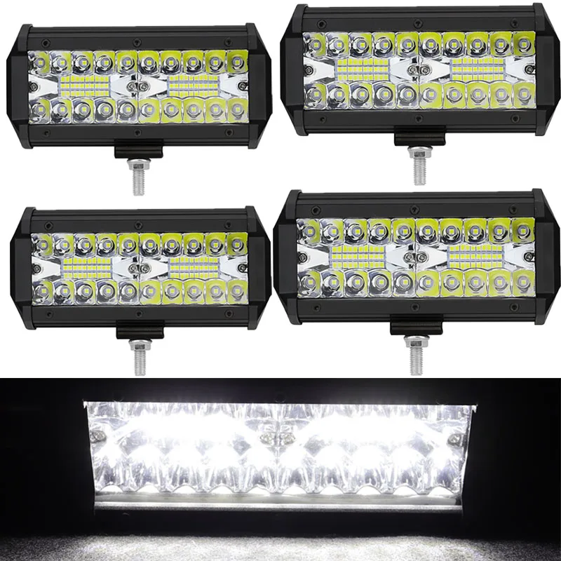 

7 Inch 40SMD 120W 6000K White Waterproof Three Rows Light LED Bars for Truck Motorcycle SUV ATV Car