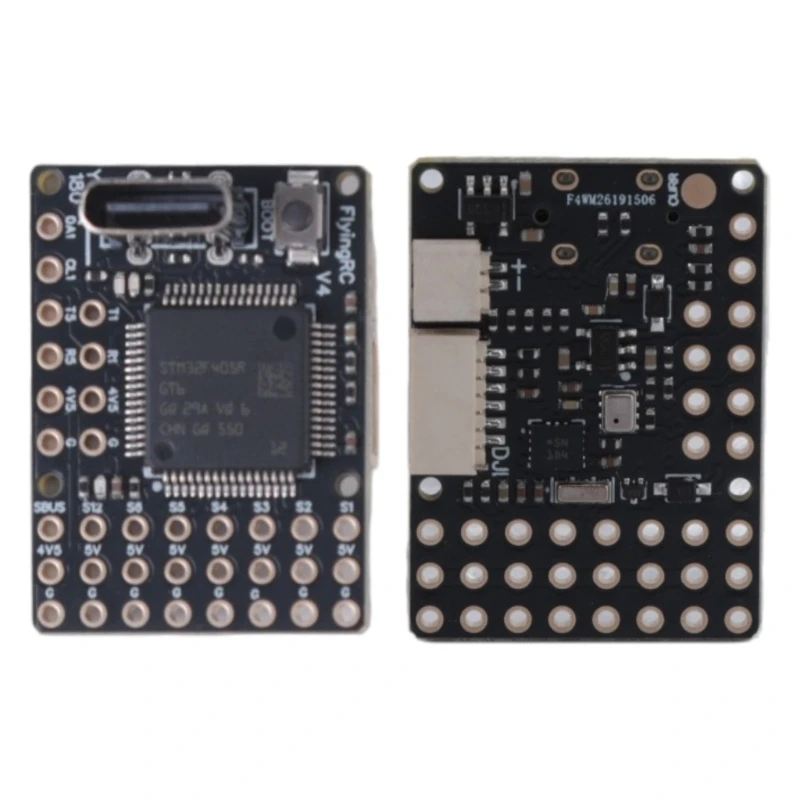 Contrôleur de vol F405 pour micro drones FPV, profil mince de 27.9x20.3mm avec dissipateur thermique.