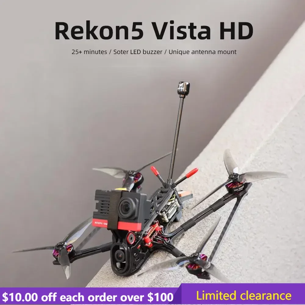 

Limited Clearance HGLRC Rekon5 HD 5inch Mini Long Range FPV Drone F722 Mini BLHELIS 28A CADDX Polar Vista Kit 2004 1800KV 6S