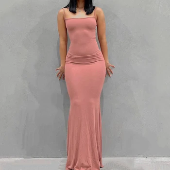 Satin Slip Sleeveless Backless Maxi Dress Women 2022 Y2k Summer Bodycon Elegant Sexy Outfits Ladies Birthday Party Club Sundress 1