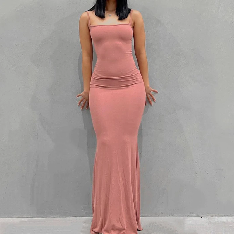 بلا أكمام عارية الذراعين فستان ماكسي المرأة 2022 Y2k الصيف Bodycon أنيقة ملابس السهرة السيدات فستان الشمس