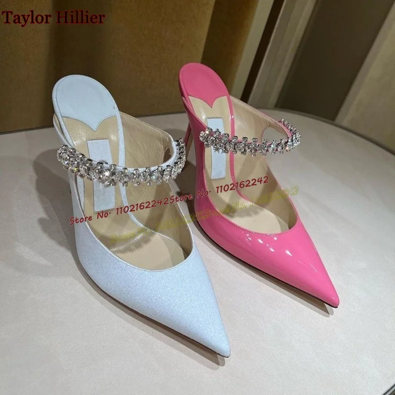 

Summer Rhinestone Pointed High Heels French Patent Leather Shallow Mouth Stiletto Women'S Shoes Fashion Party Slippers 6cm/8cm