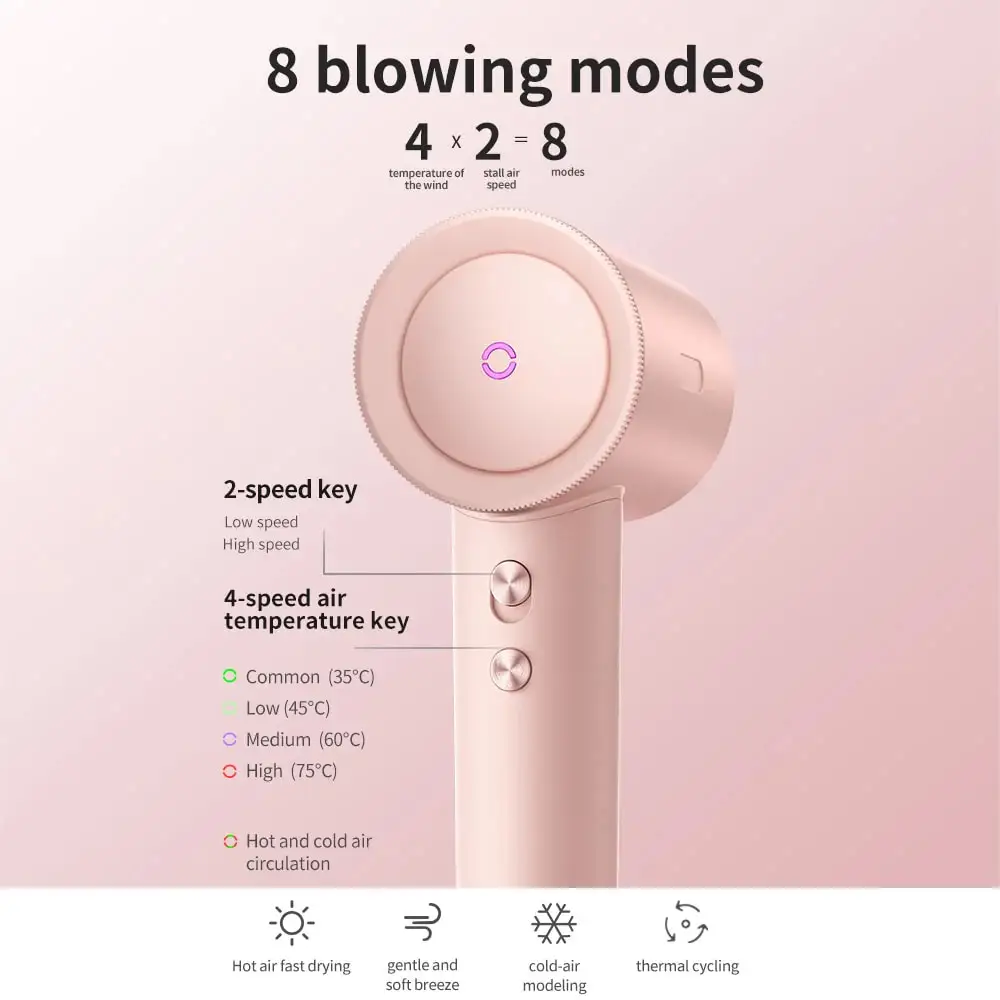 Hair Dryer Hot Cold Wind Air Brush Hairdryer Professional Negative Lonic Blow Dryer Strong Power Dryer Salon Tool 1600W 3