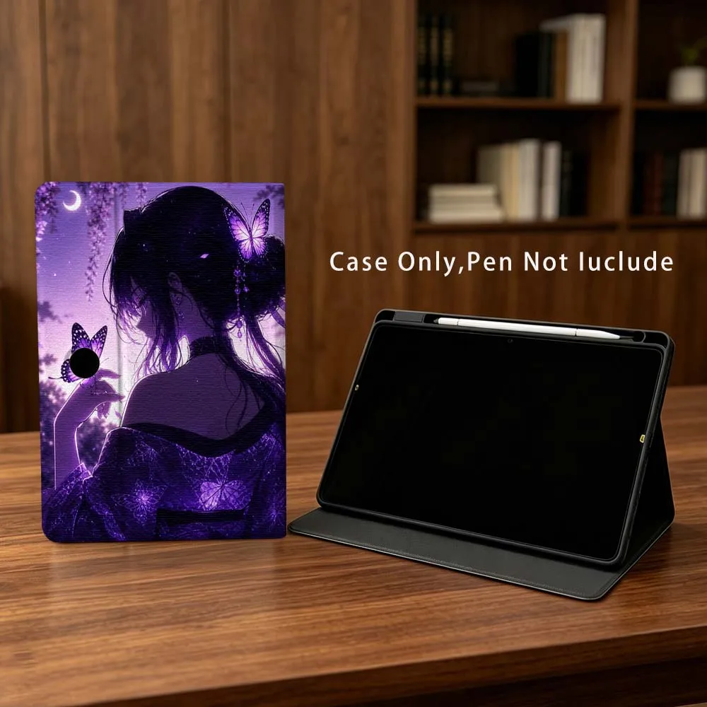 Purple Butterfly Girl Soft Tablet Case for Various Models (11-13 inch)