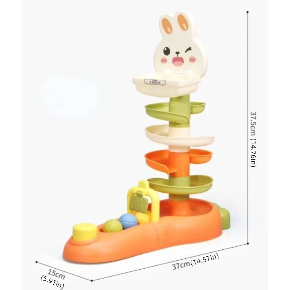 Rotating Design Ball Drop Roll Swirling Tower Press Mechanism Learning Cognize Rabbit Rail Car Ball Toys 5 Layer