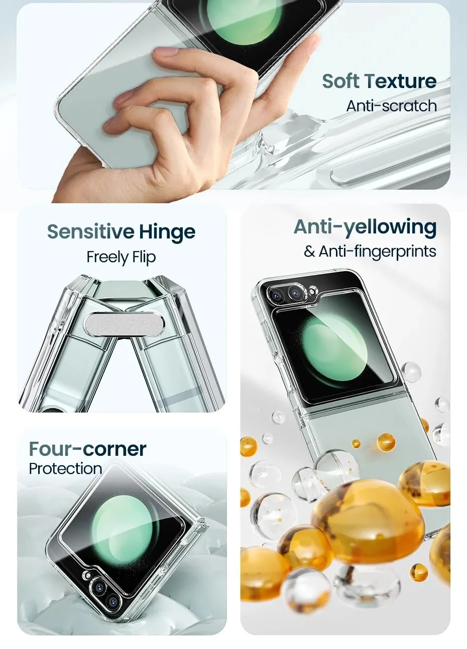 Toocki Transparente TPU-Hülle für Samsung Galaxy Z Flip 5, 4, 3, 5G, Handyschutz, stoßfeste Abdeckung für Samsung Z Flip – Detail 2