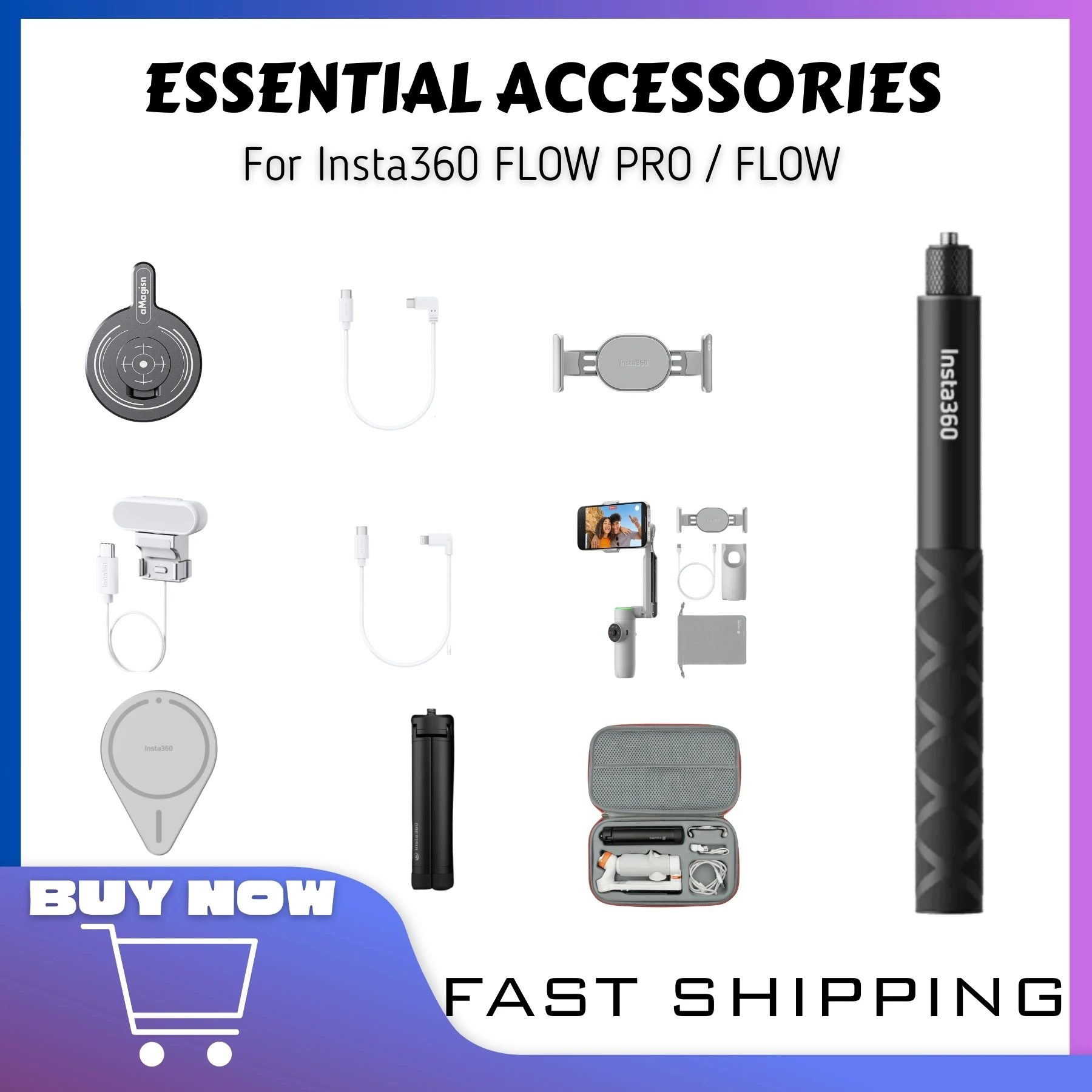 insta360 flow pro &磁気スマートフォンマウント&Type-C