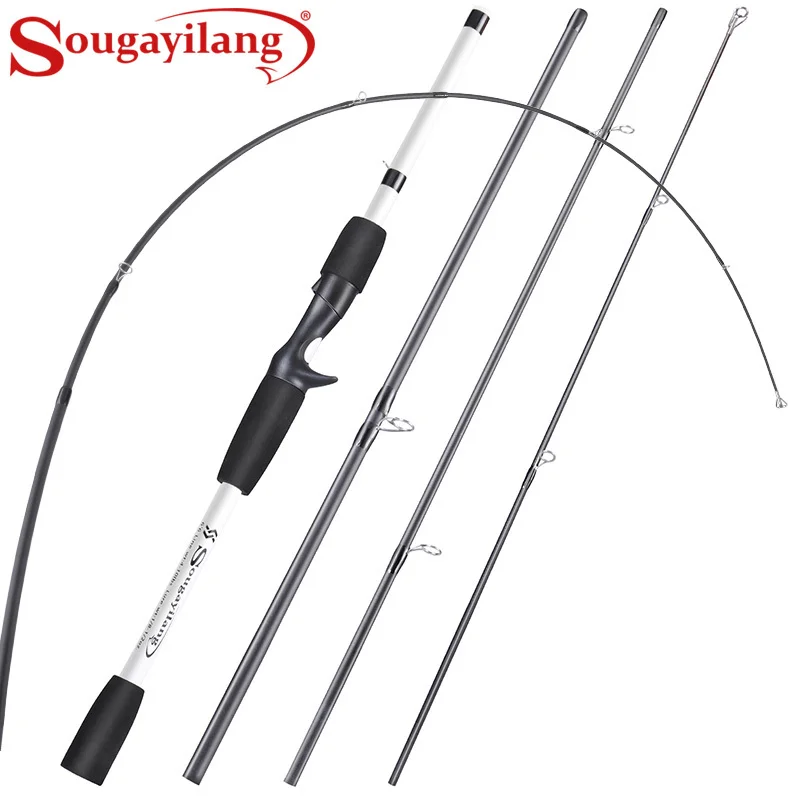 Sougayilang Lure Fishing Rod 3/4 Sections Carbon Fiber Spinning/Casting  Fishing Rod Ultralight Weight Fishing Pole Travel Rod