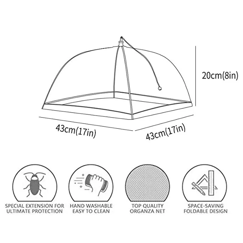 Food Cover 17 Inch Foldable Food Covers Mesh Anti Fly Mosquito Meal Cover