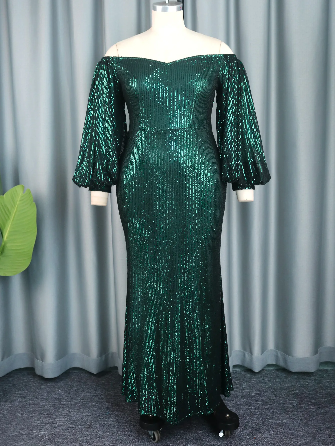 Plus Size Sequin Woman Dress Off Shoulder Chic Elegant Club Outfit Casual Lady Luxury Long Gown 2023 Summer Evening Party Dress