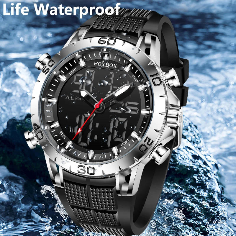FOXBOX Top Luxury Brand Men's Watches Military Sport Chronograph Fashion Quartz Wristwatch Waterproof Clock Relogio Masculino