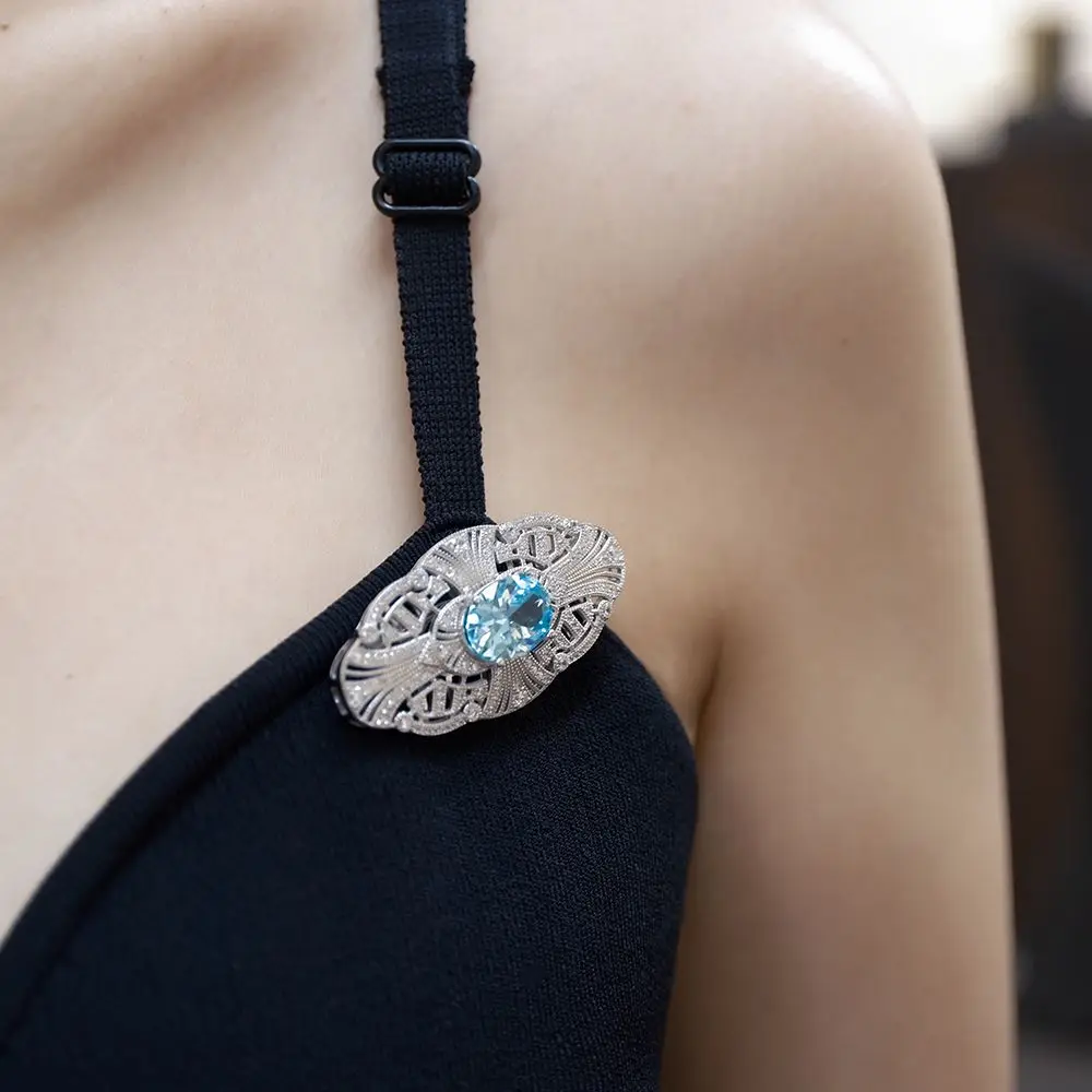 

925 Sterling Silver 5Ct High Carbon Zircon Brooch