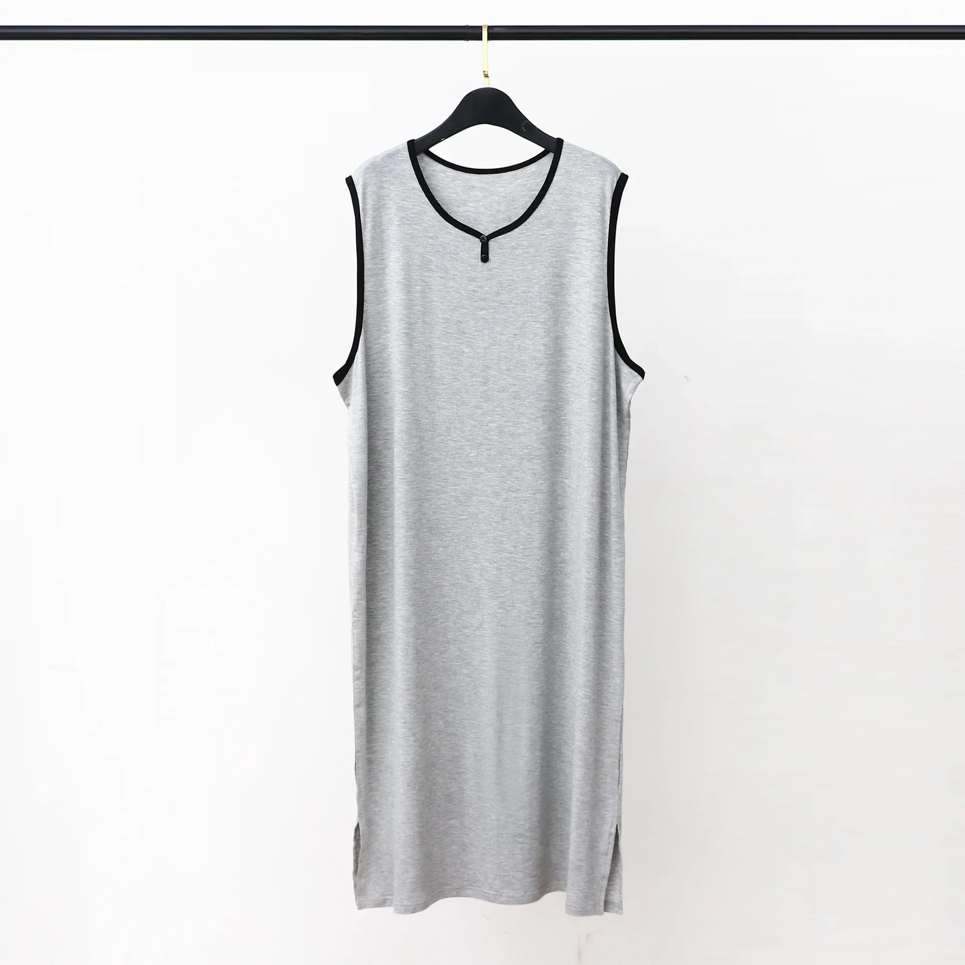 모달 남성 잠옷 잠옷 남성 긴 조끼 드레스 캐주얼 루즈 대형 Homewear 남성용 여름 얇은 목욕 가운 잠옷