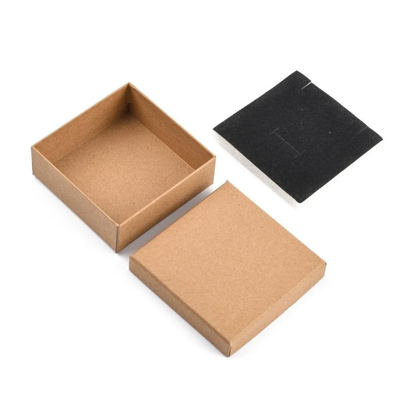 12pcs Cardboard Jewelry Boxes for Ring Square Tan 9x9x3cm