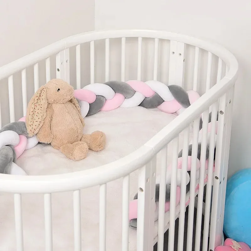 1M/2M/3M/4M Paraurti per bambini Letto Treccia Nodo Cuscino Cuscino per neonato Protezione per culla Lettino Arredamento della camera Set di biancheria da letto Decorazione del ragazzo - immagine 2