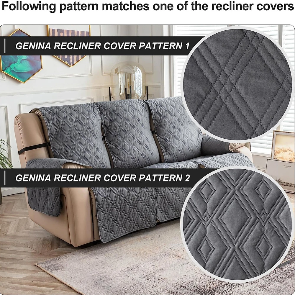 Non-Slip Recliner Sofa Covers 3 Seaters Elastic Band Sofa Covers Washable Furniture Protector for Bedroom, Office, Living Room