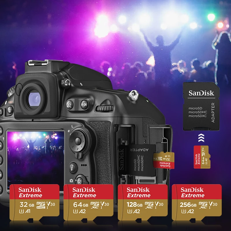 SanDisk Extreme ũ SD ī, ī޶  DJI ٵ,  UHS-I ī, 4K ÷, ũ SDXC A1 A2 U3