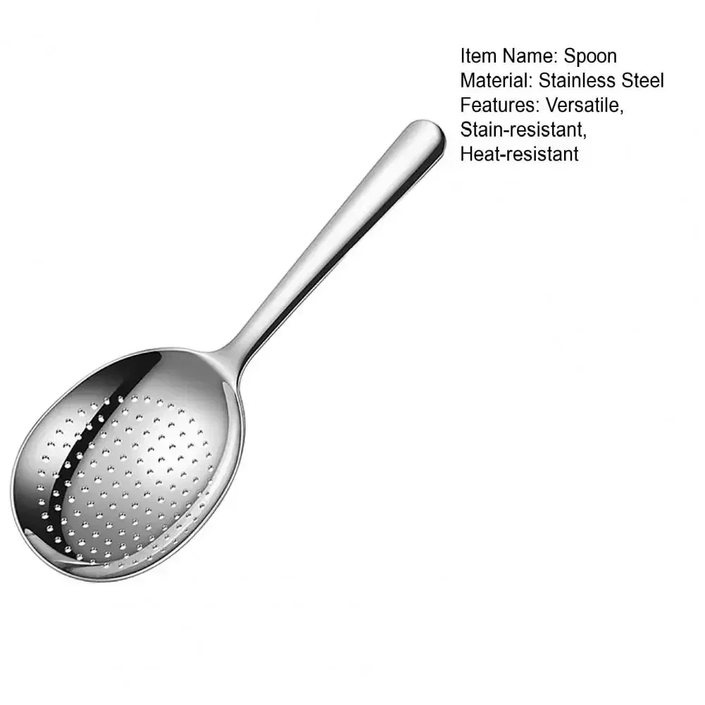 Description Picture 6 of item1Pc Stainless Steel Ladles For Serving Soup Rice Serving Spoon Drain Hole Heat Insulated Handle Kitchen Utensils For Daily Use