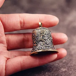 Exquisite Vintage Brass Bell with Dragon Totem - Feng Shui Hanging Ornament and Desktop Decoration (1Pc)