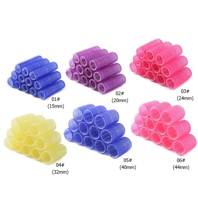 6pcs Self-Grip Hair Rollers Heatless Hair Curlers No Heat Bangs Volume Self-adhesive Hook & Loop DIY Styling Tools