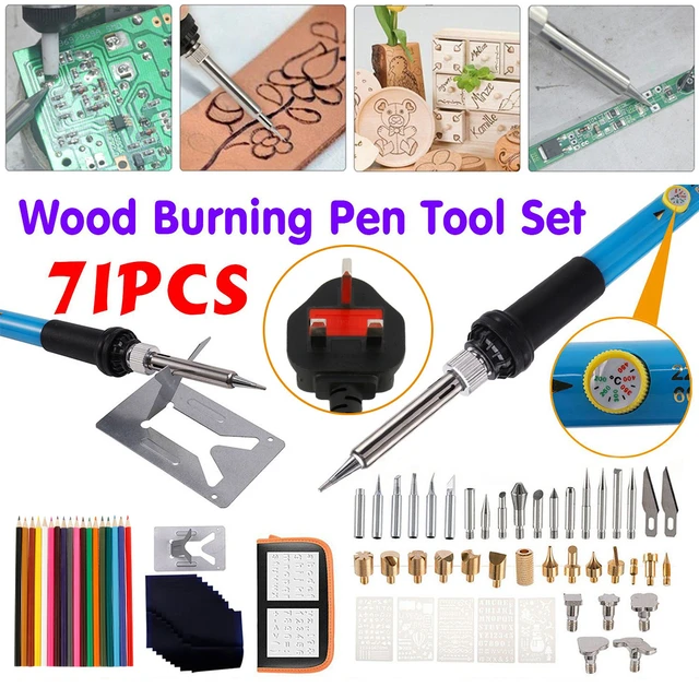 60W Wood Burning Carving Pyrography Pen Kit Adjustable Temperature  Soldering Iron Welding Wood Embossing Burning Repair Set - AliExpress