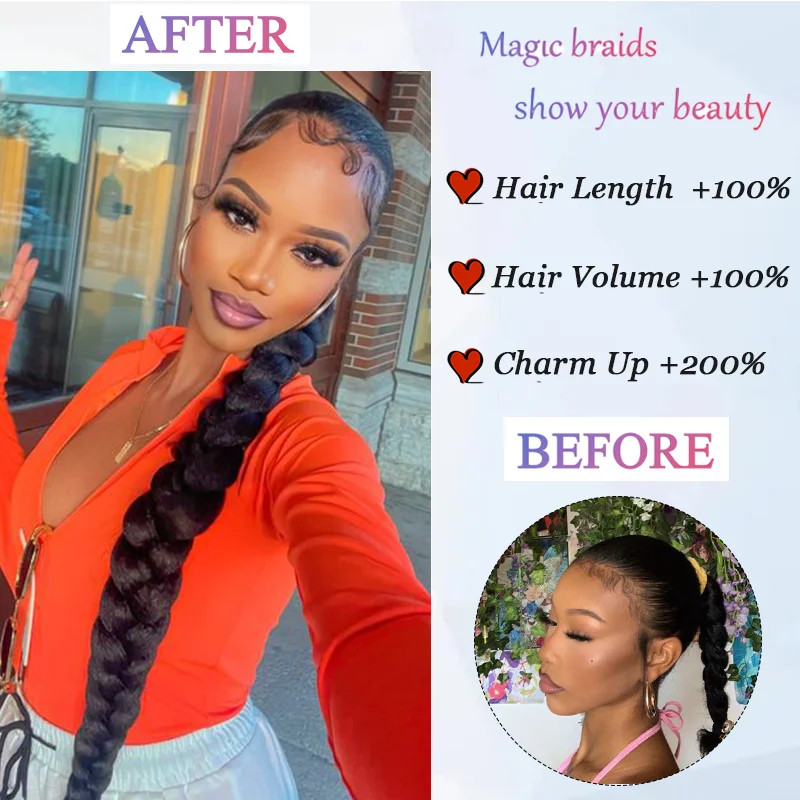 Clip In Ponytail Extensions LUPU 1Piece Synthetic Braided Ponytail Extension Women 24 Inch Braided Ponytail Extensions Elastic Band Daily Party
