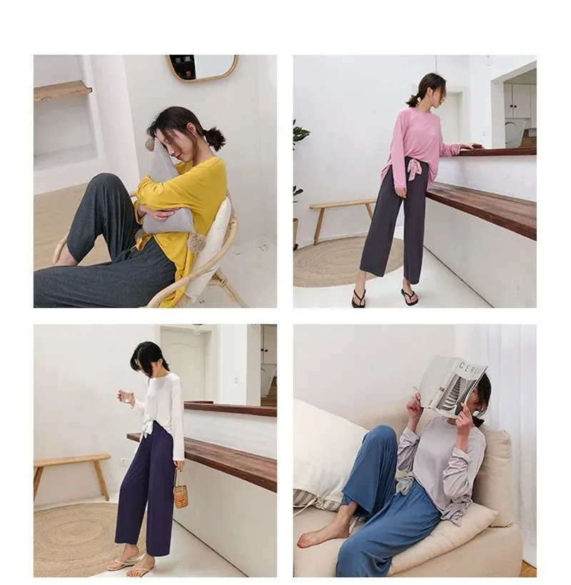 Manches longues Modal Pamas ensemble femmes à manches longues pantalon 2 pièces/costume Cool Homewear survêtement 2020 mode Sexy automne grand_voghion.com