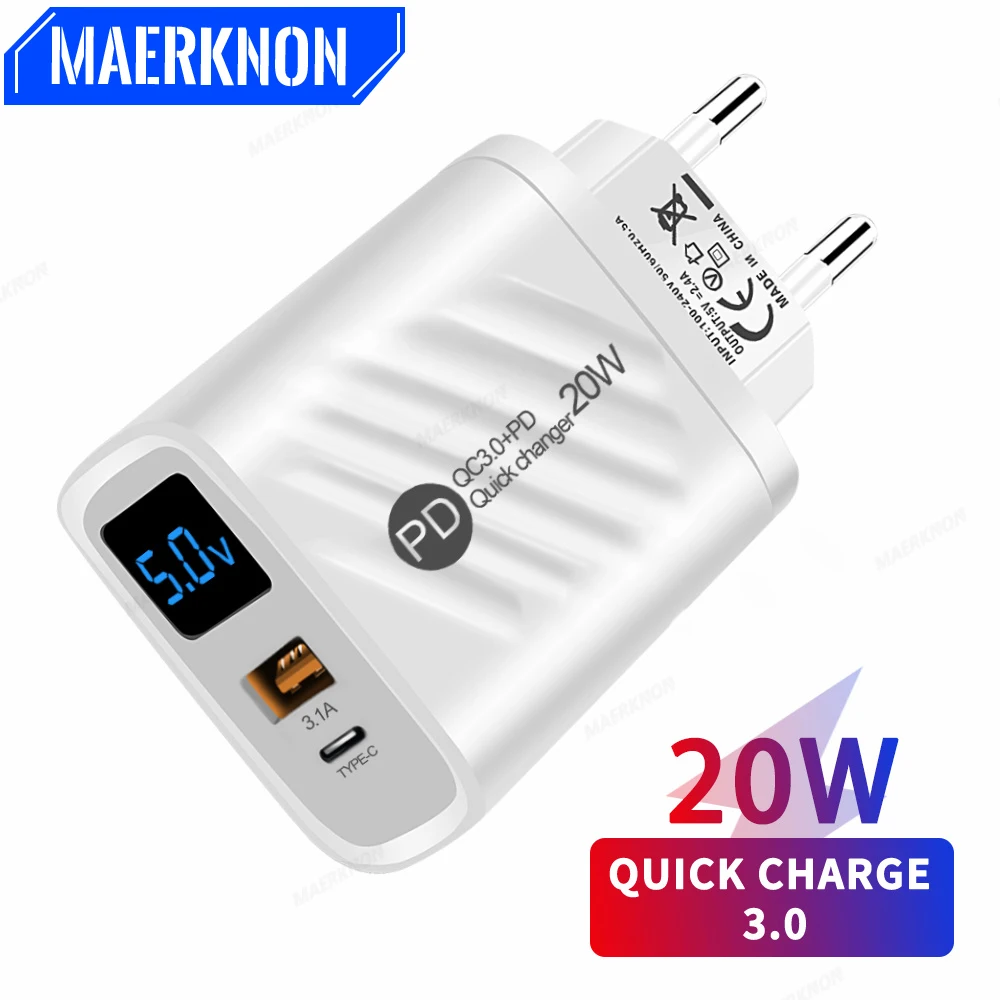 

20W LED USB PD Charger Moble Phone Charger For iPhone 14 13 Pro MAX Xiaomi HUAWEI OnePlus usb c charger fast charging QC 3.0 4.0