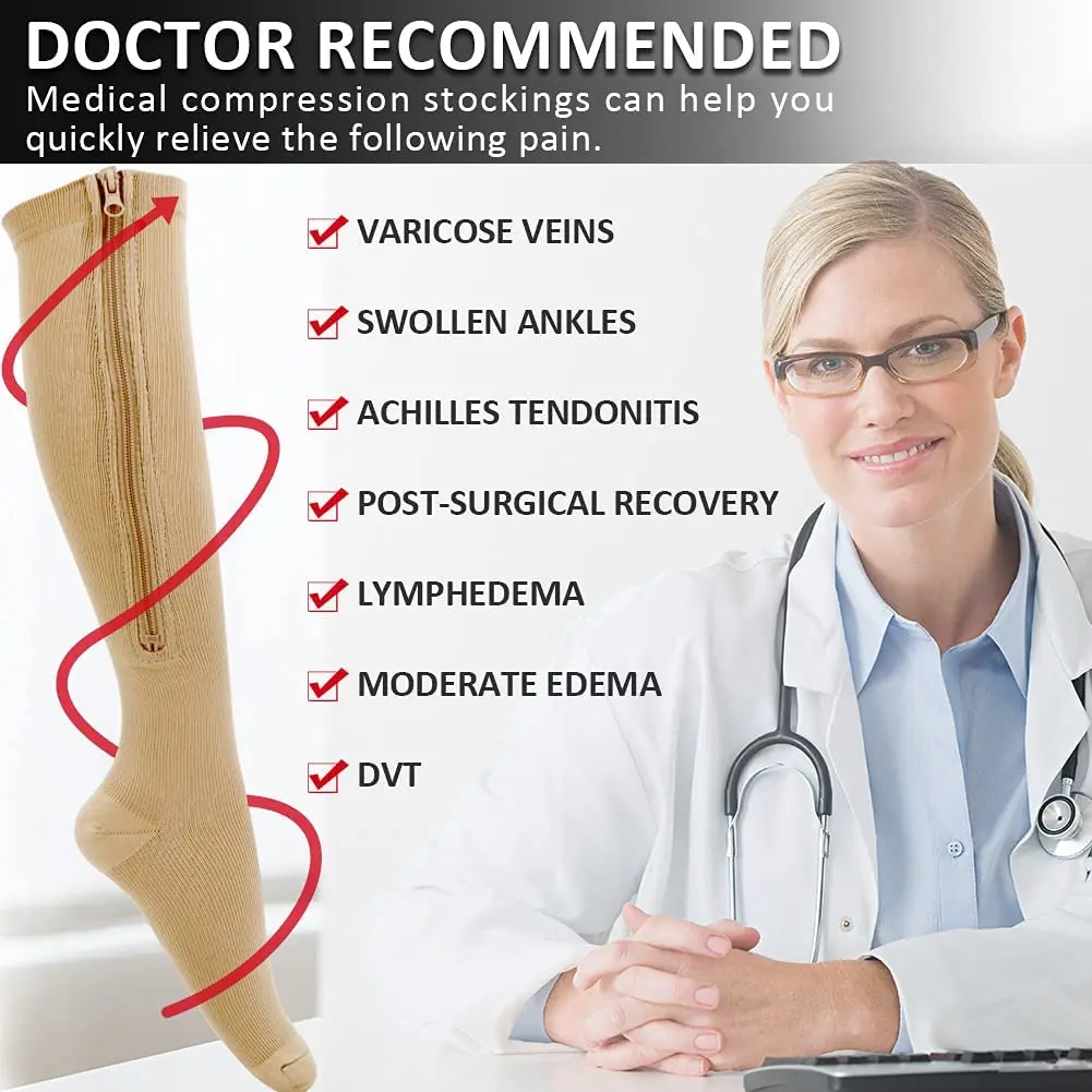 zipper compression socks edema
