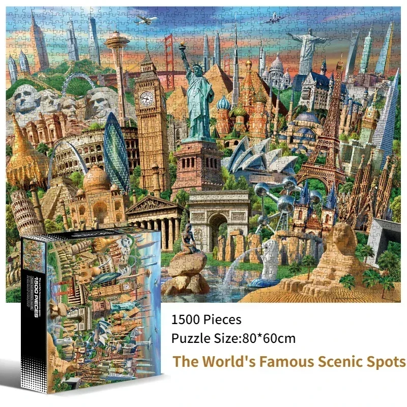 80*60cm Adults 1500pcs Paper Jigsaw Puzzle Paintings Stress Reducing Toys High Difficulty Entertainment Toy Christmas Gifts