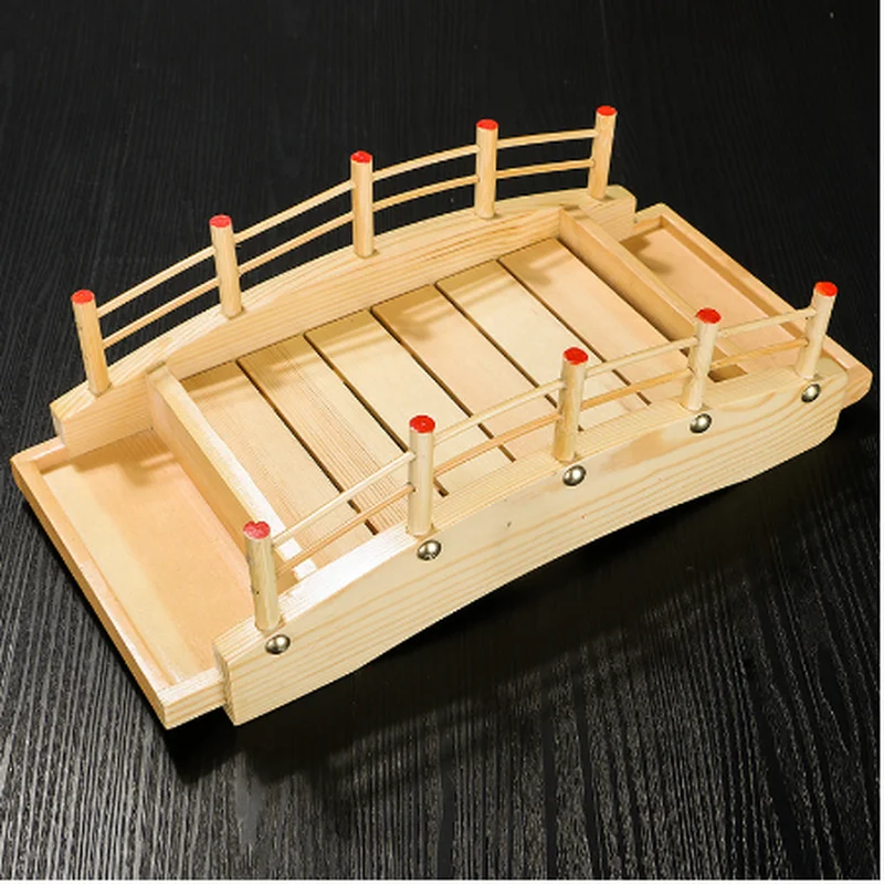 Creative wooden wood Cuisine Sushi Bridge Boats Pine Sashimi plate Platter Tableware Decoration WJ804