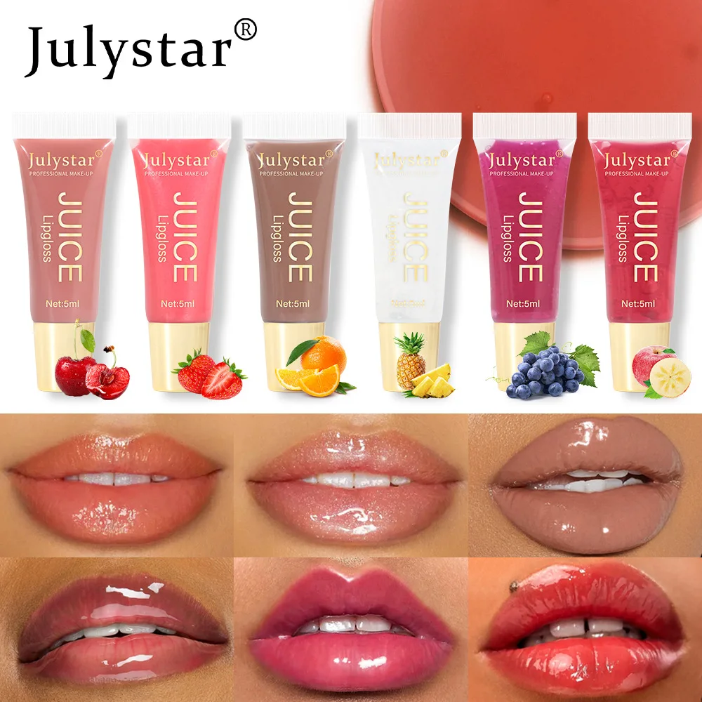 Nude Brown Plumping Lip Gloss Moisturising Fruit Lip Oil Transparent Fullness Lips Tint Soft Tube Makeup Applicator Beauty Care 2