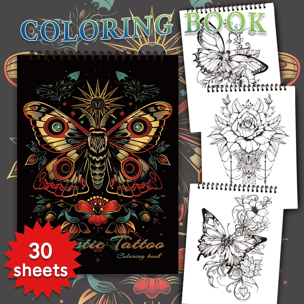30 Sheets Stress Relief Coloring Book, 11.2x 8.3in,100gsm Thick Paper, Spiral Bound, Halloween Gift, Christmas Gift Option 5